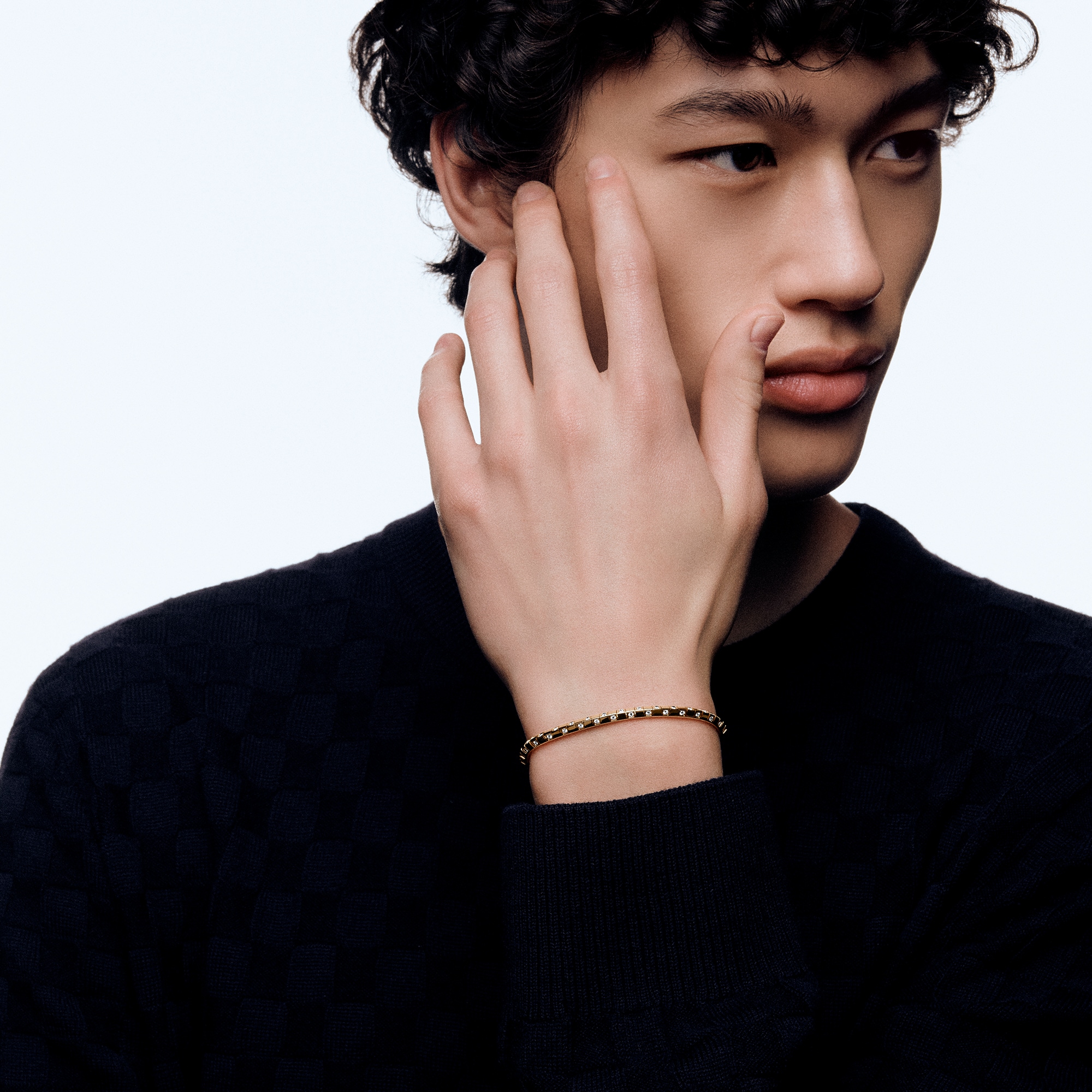 Le Damier de Louis Vuitton Small Bracelet, Yellow Gold and